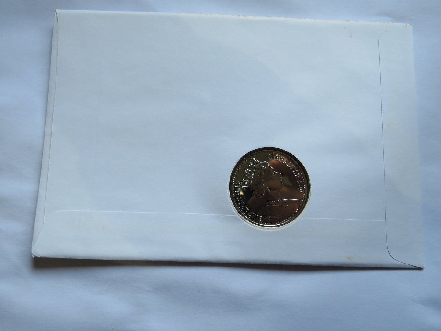 1991 Gibraltar One Crown Coin Cover 10th Wedding Anniversary