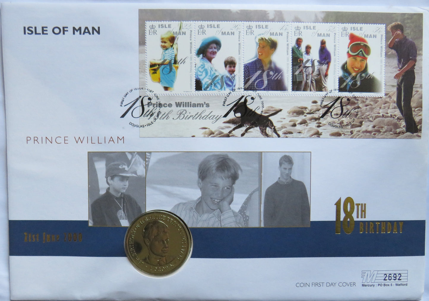 2000 Isle of Man One Crown Coin - Prince William 18th Birthday