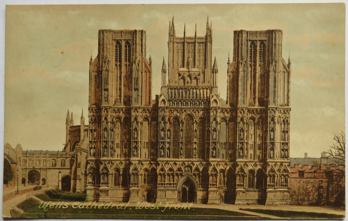 Vintage Postcard of Wells Cathedral, West Front, T. W. Phillips