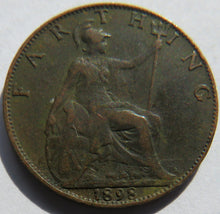 Load image into Gallery viewer, 1898 Queen Victoria Farthing Coin - Great Britain
