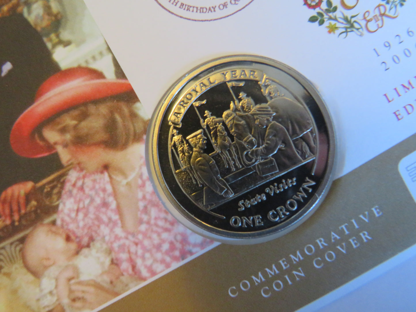 2005 Gibraltar One Crown Coin & Stamp Cover Queen Elizabeth 80th Birthday 2006