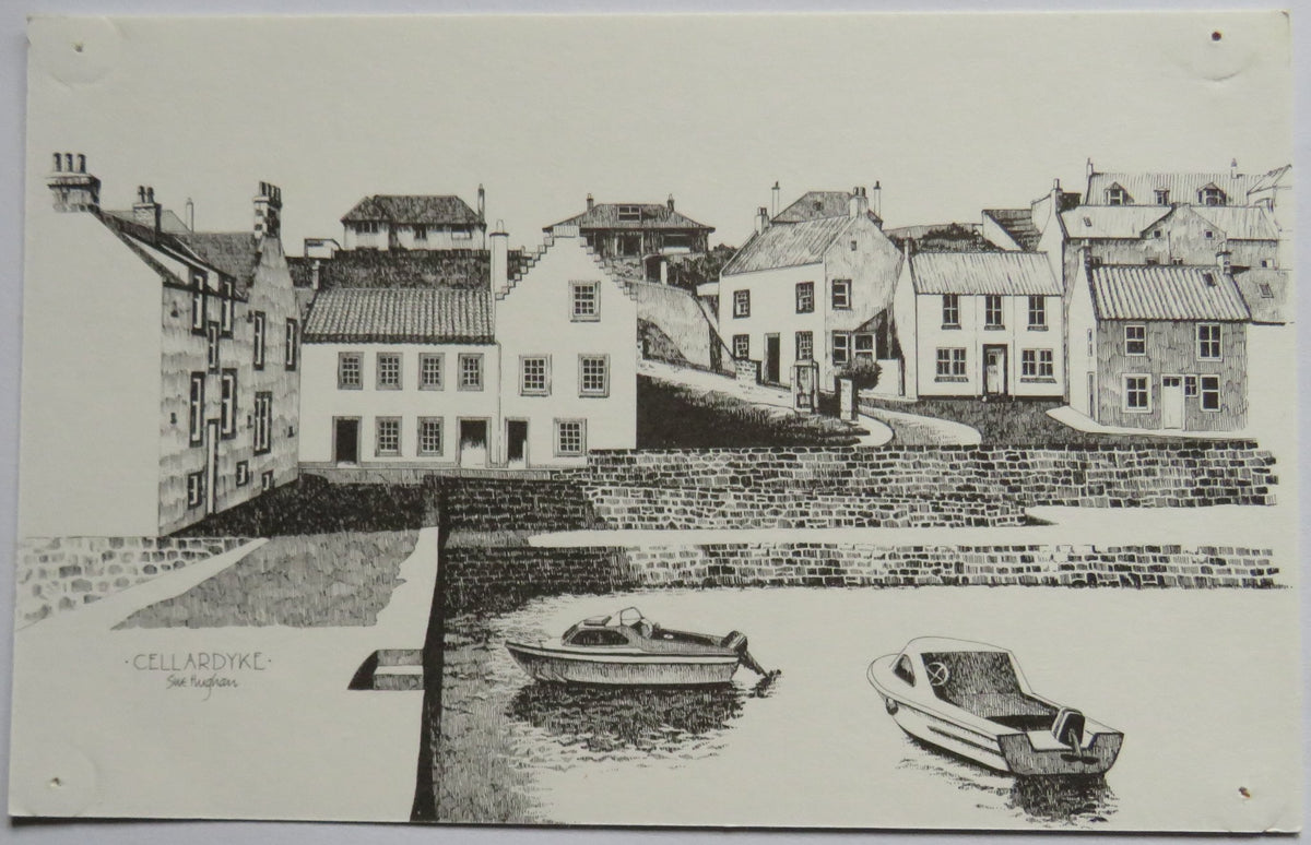 Vintage Postcard of Cellardyke by artist Sue Hughan