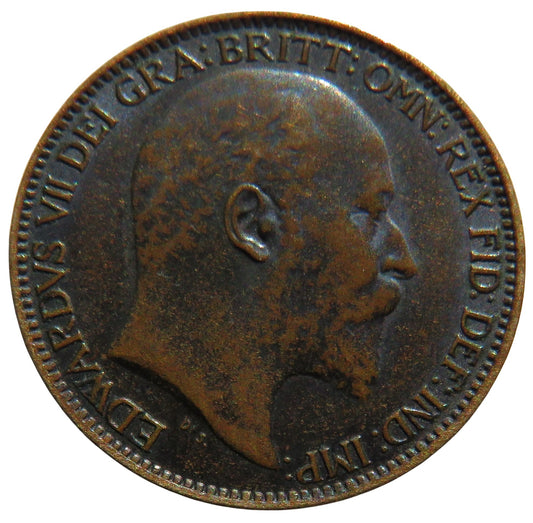 1909 King Edward VII Farthing Coin In High Grade