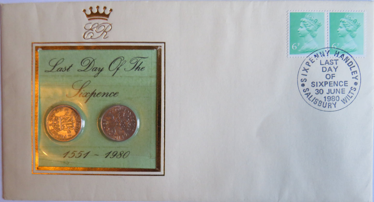 "The Last Day of the Sixpence" Commemorative Coin & Stamp Cover Dated 1980