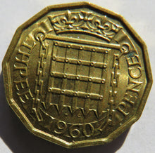 Load image into Gallery viewer, 1960 Queen Elizabeth II Brass Threepence Coin In High Grade
