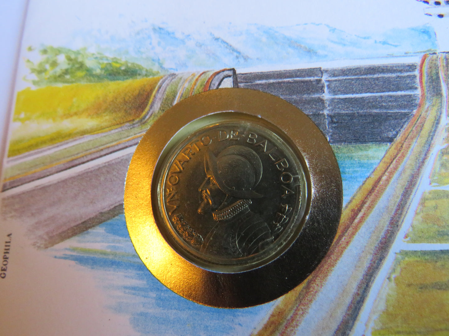 1985 Panama Commemorative Coin & Stamp Cover With 1983 Coin