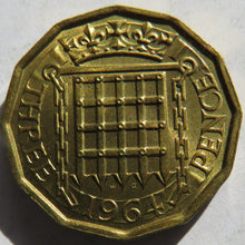 Load image into Gallery viewer, 1964 Queen Elizabeth II Brass Threepence Coin In High Grade
