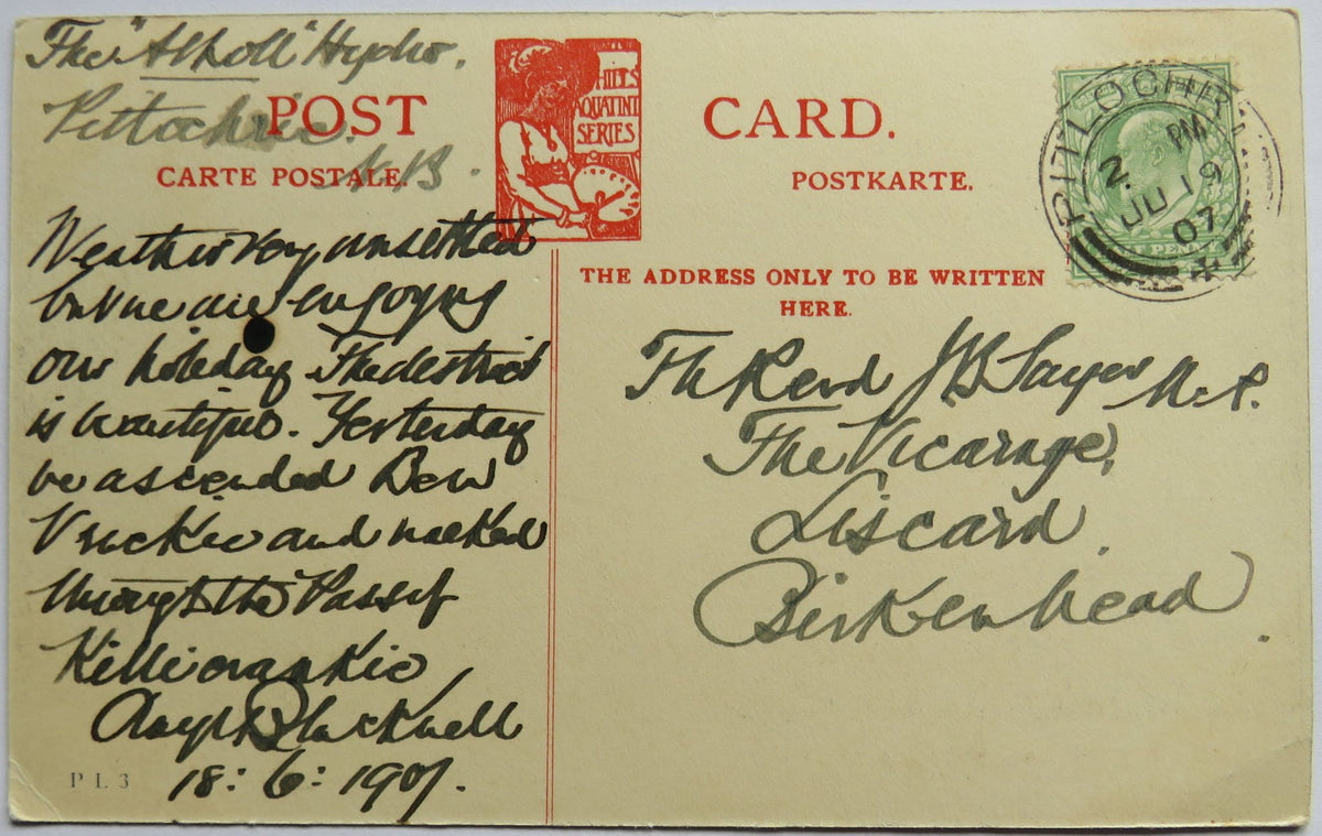 Vintage Postcard of Pitlochry and Ben-y-Vrackie - L. Mackay, Pitlochry, 1907