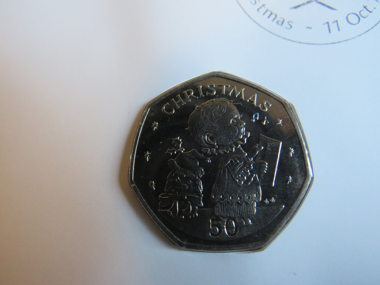 Christmas 1989 Gibraltar 50p Fifty Pence Coin Cover