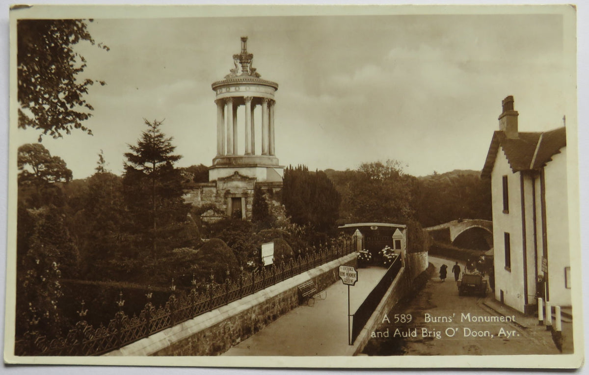 Vintage Postcard of Burns' Monument and Auld Brig O' Doon, Ayr, 1941