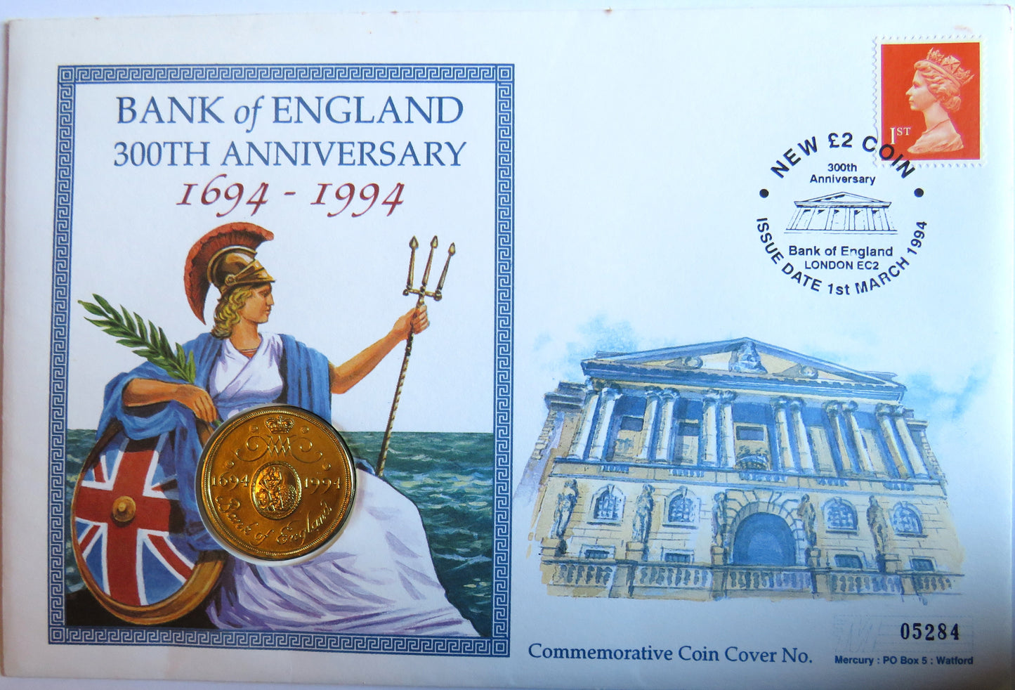 1694-1994 Bank of England 300th Anniversary £2 Coin Cover