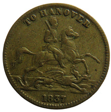 Load image into Gallery viewer, 1837 Queen Victoria &quot; To Hanover&quot; Cumberland Jack Token
