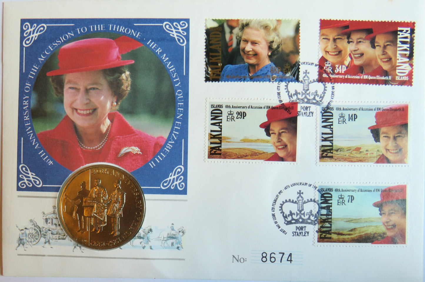 1952-1992 Falkland Islands 50p Coin - 40th Anniversary of Reign