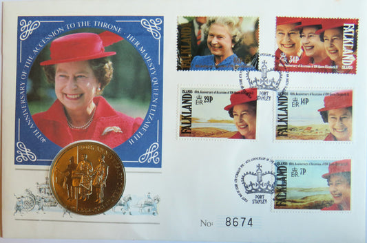 1952-1992 Falkland Islands 50p Coin - 40th Anniversary of Reign