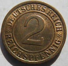 Load image into Gallery viewer, 1924-A Germany - Weimar Republic 2 Reichspfennig Coin
