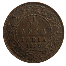 Load image into Gallery viewer, 1899 Queen Victoria India 1/12th Anna Coin
