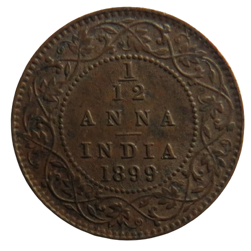 1899 Queen Victoria India 1/12th Anna Coin