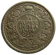 Load image into Gallery viewer, 1916 King George V India Silver 1/4 Rupee Coin
