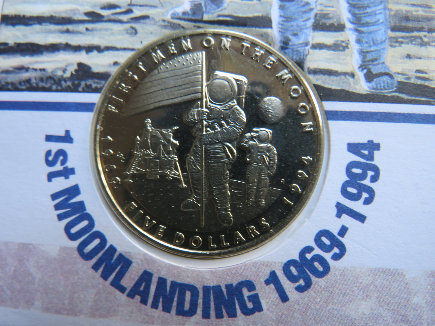 1994 Marshall Islands $5 Coin Cover Moon Landing 25th University