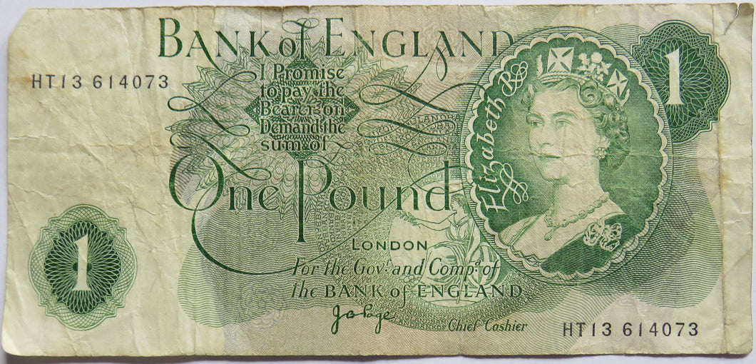 Bank of England £1 One Pound Banknote J.B. Page