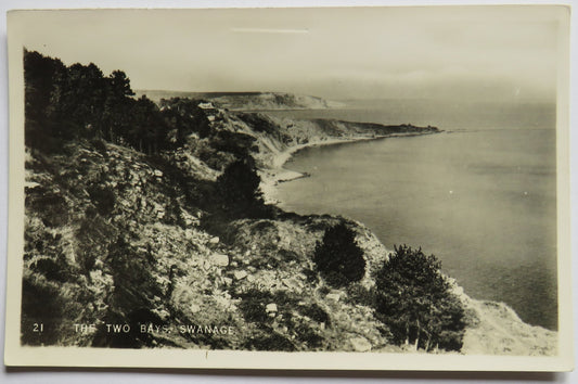 Vintage Postcard of the Two Bays, Swanage