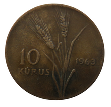 Load image into Gallery viewer, 1963 Turkey 10 Kurus Coin
