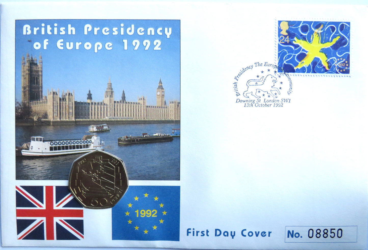 1992-1993 EEC Europe Commemorative Fifty Pence Coin Cover