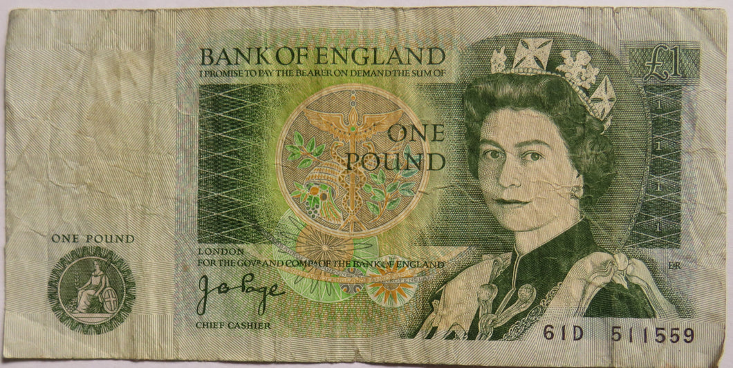 Bank of England £1 One Pound Banknote J.B. Page