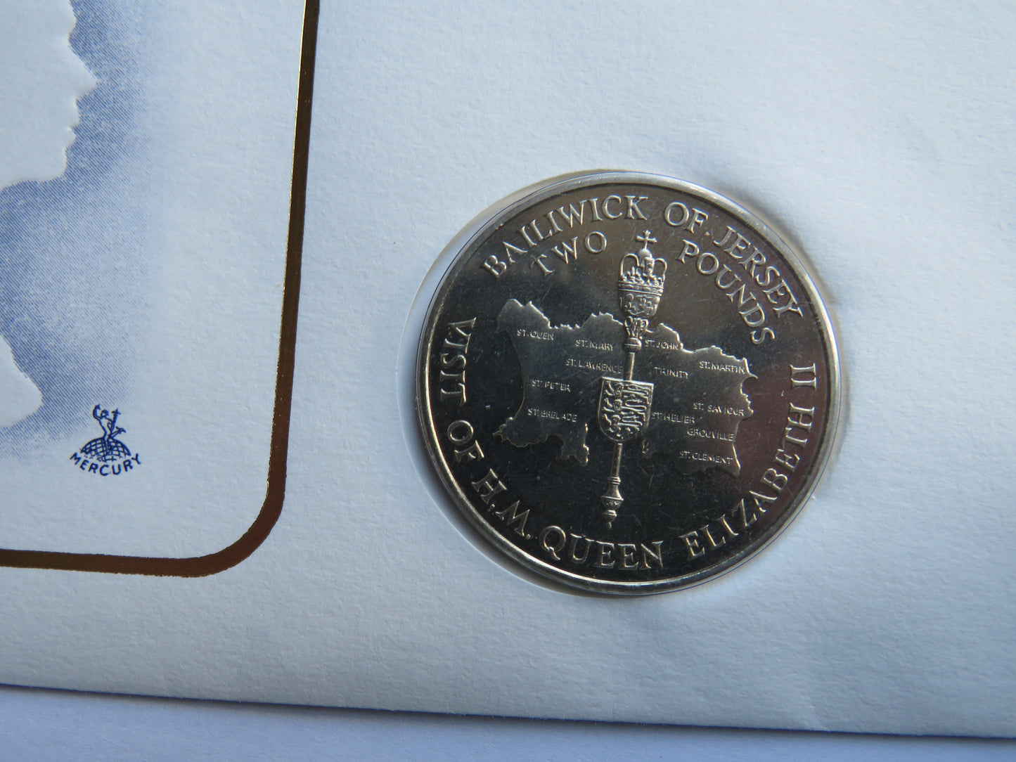 1989 Jersey £2 Two Pound Coin Cover Royal Visit of Queen Elizabeth II