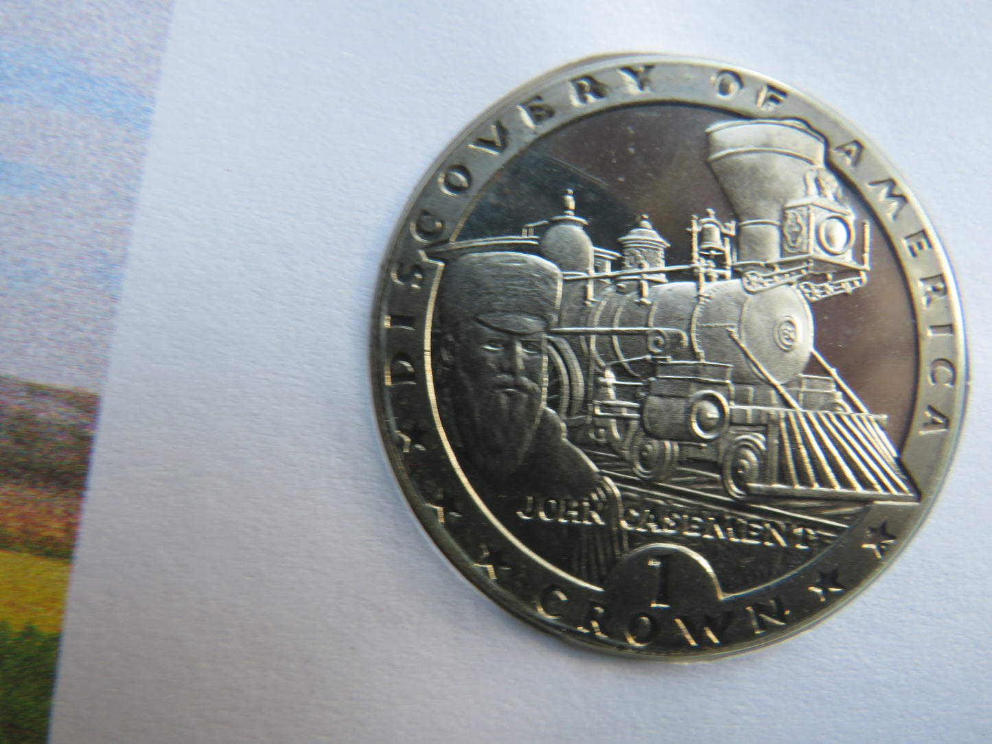 1992 Isle of Man One Crown Coin Cover Union Pacific Railway