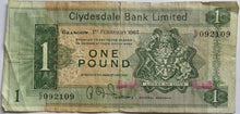 Load image into Gallery viewer, 1965 Clydesdale Bank Limited £1 One Pound Banknote
