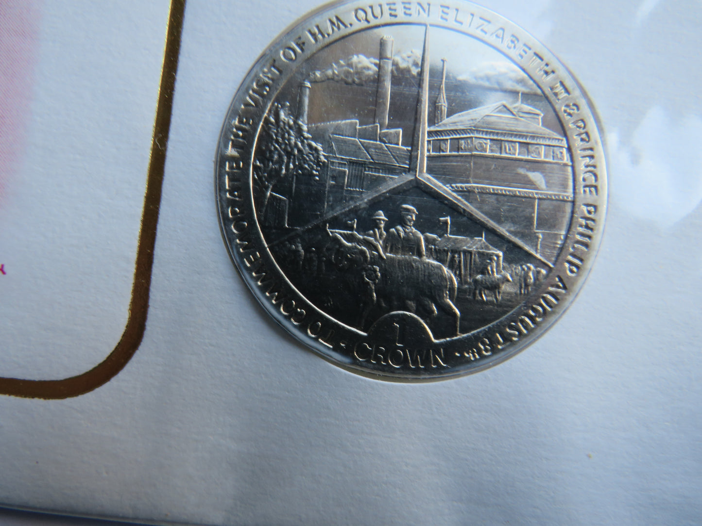 1989 Isle of Man One Crown Coin Cover Royal Visit of Queen Elizabeth II