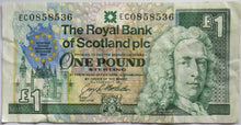 Load image into Gallery viewer, 1992 The Royal Bank of Scotland £1 Banknote European Summit Edinburgh
