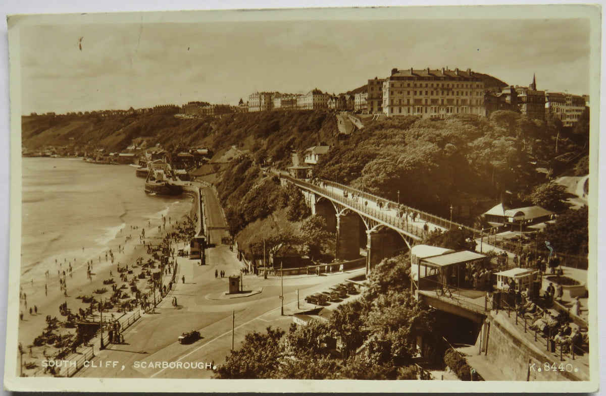Vintage Postcard of South Cliff, Scarborough, 1955 - Valentine's & Sons
