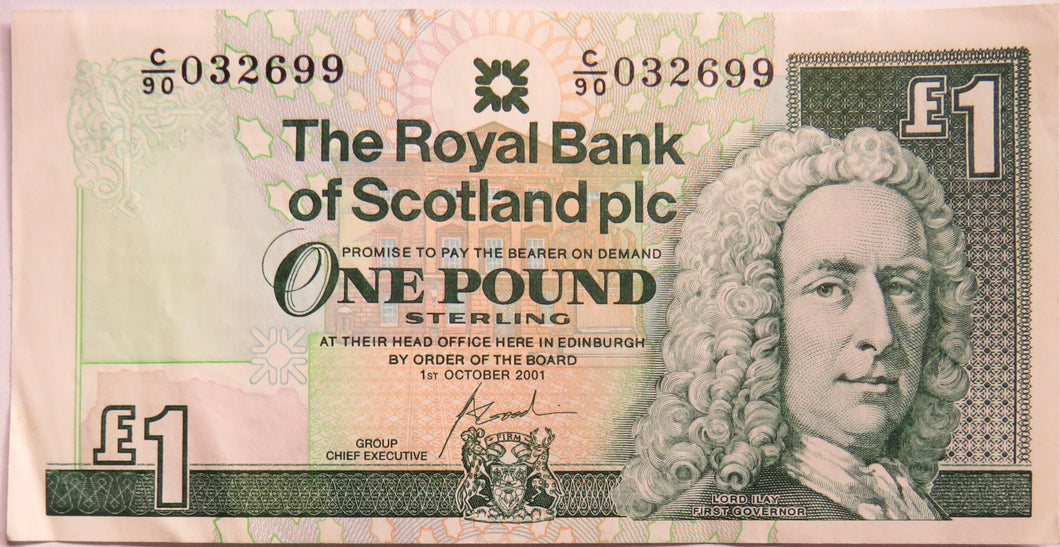 2001 The Royal Bank of Scotland £1 One Pound Banknote