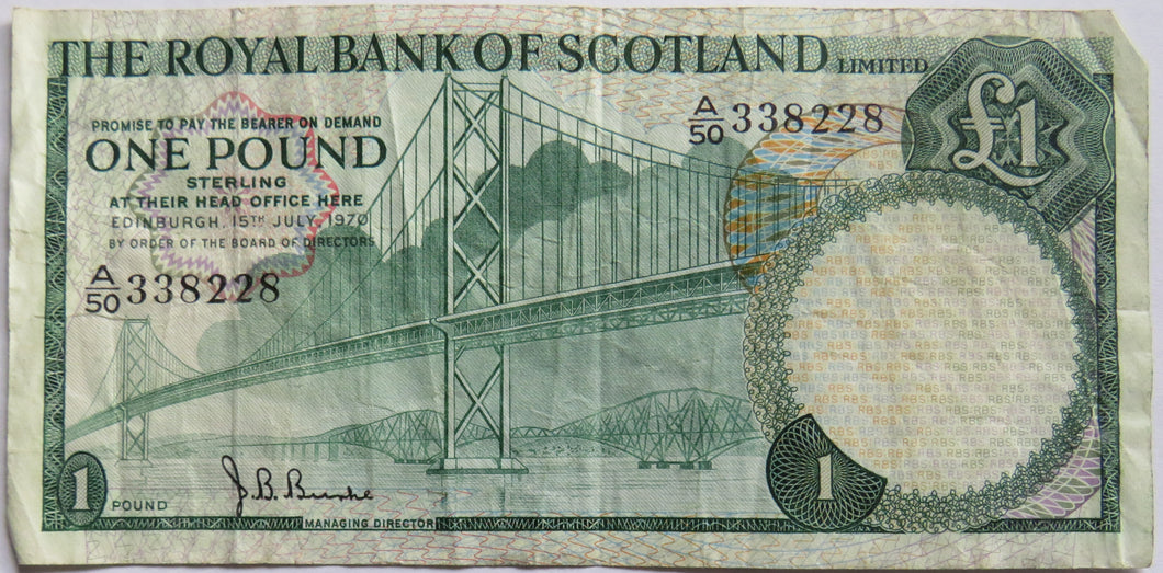 1970 The Royal Bank of Scotland £1 One Pound Banknote