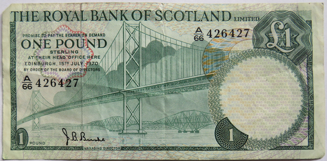 1970 The Royal Bank of Scotland £1 One Pound Banknote