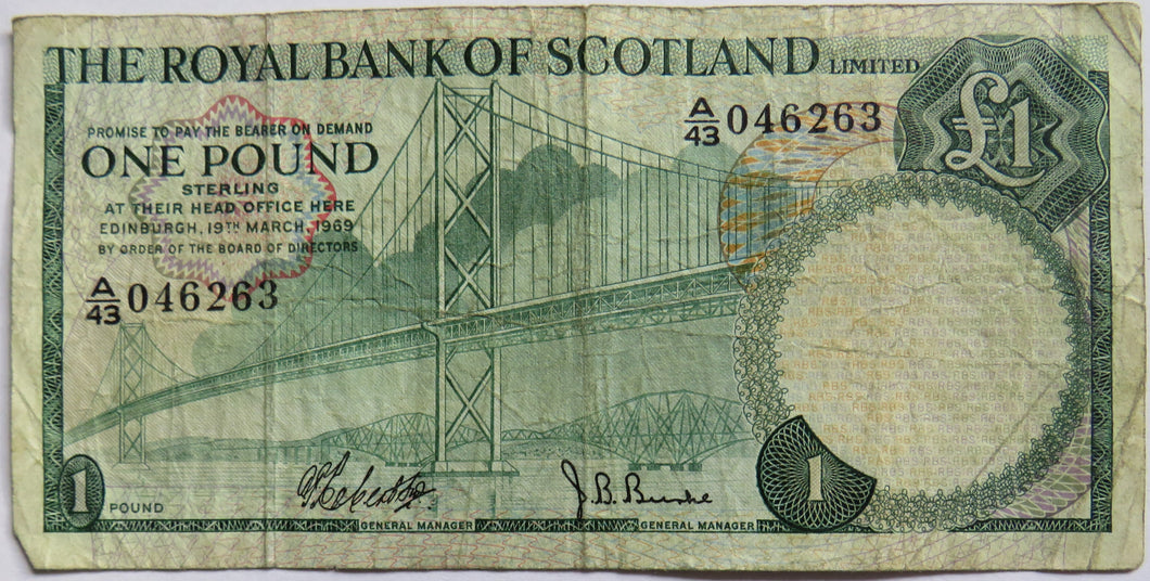 1969 The Royal Bank of Scotland £1 One Pound Banknote