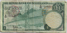 Load image into Gallery viewer, 1970 The Royal Bank of Scotland £1 One Pound Banknote
