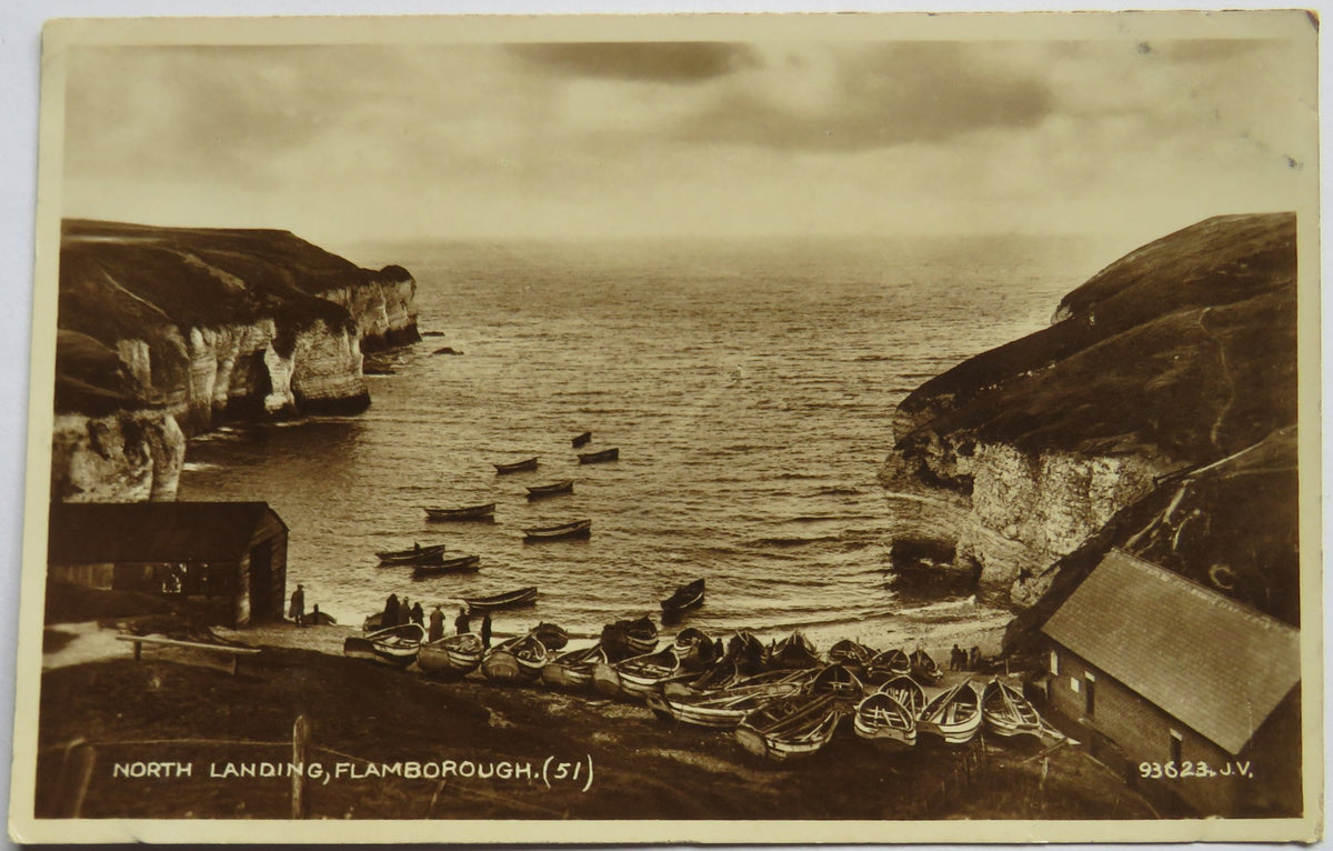 Vintage Postcard of the North Landing, Flamborough - 1936, Valentine's