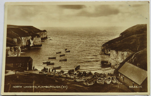 Vintage Postcard of the North Landing, Flamborough - 1936, Valentine's