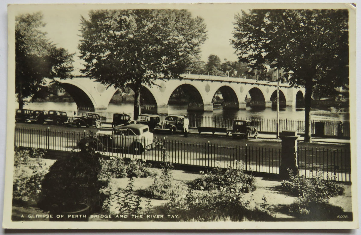 Vintage Postcard of A Glimpse of Perth Bridge and The River Tay, 1957