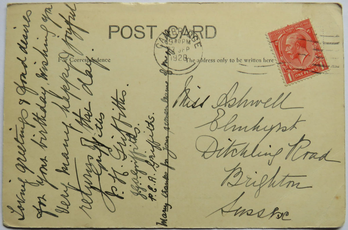 Vintage Postcard of Stone Seat In The Landslip near Shanklin, I. W, 1928