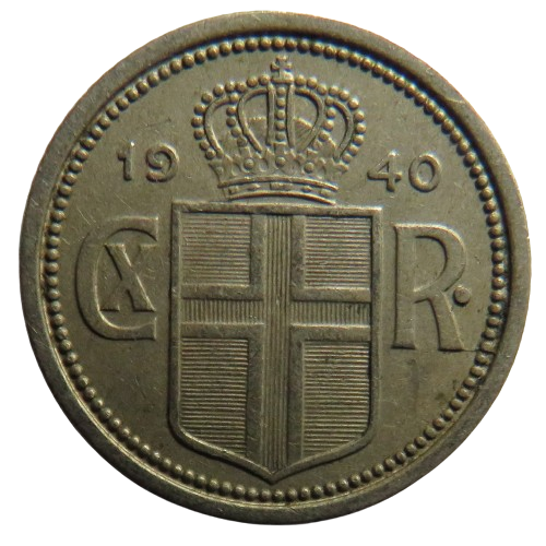 1940 Iceland 25 Aurar Coin