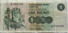 Load image into Gallery viewer, 1978 Clydesdale Bank Limited £1 One Pound Banknote
