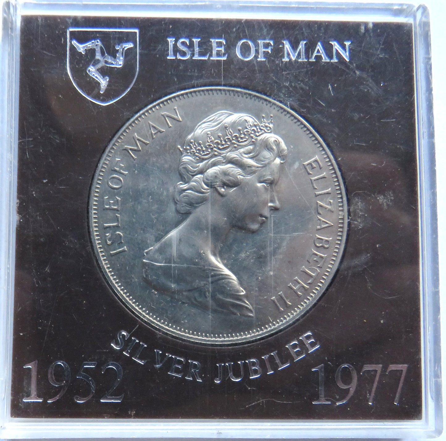 1977 Isle of Man Cased Commemorative Crown Coin Silver Jubilee