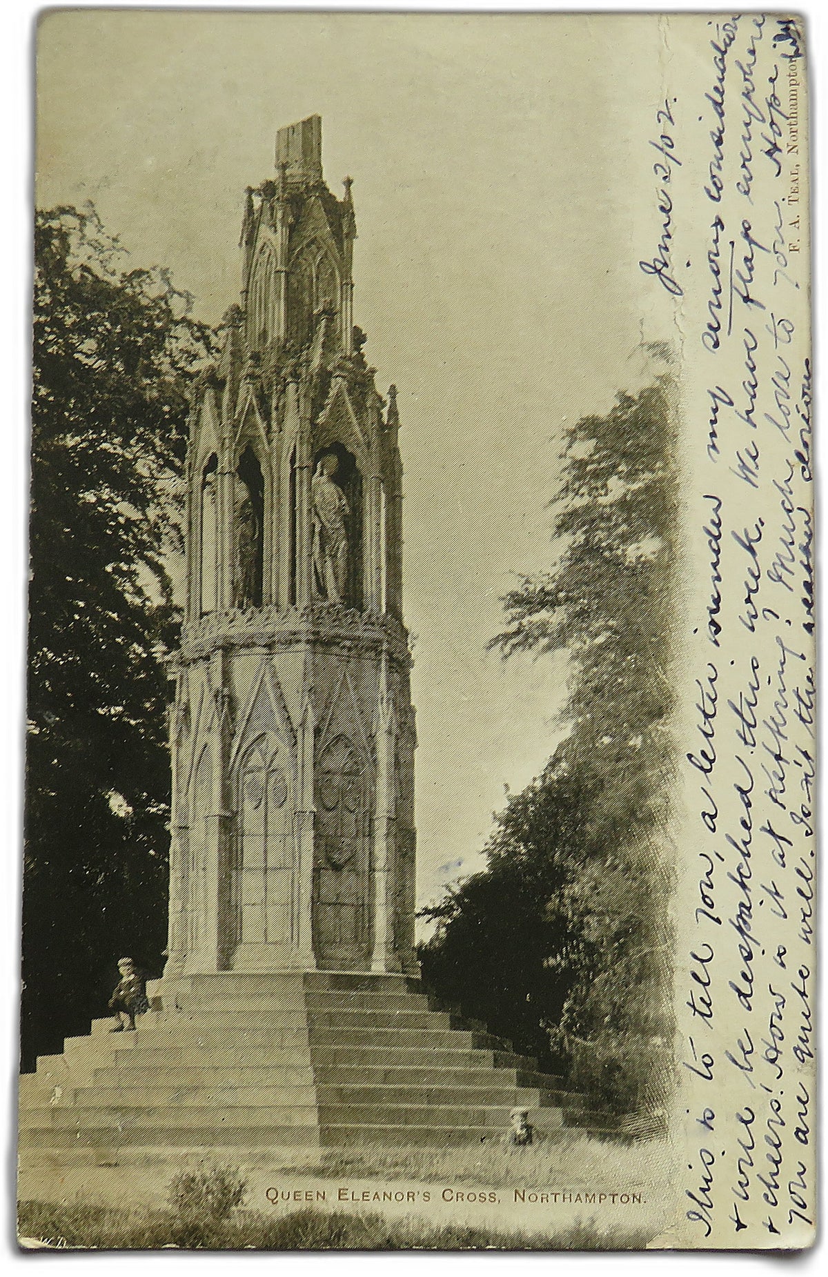 Vintage Postcard of The Queen Eleanor's Cross, Northampton, 1902