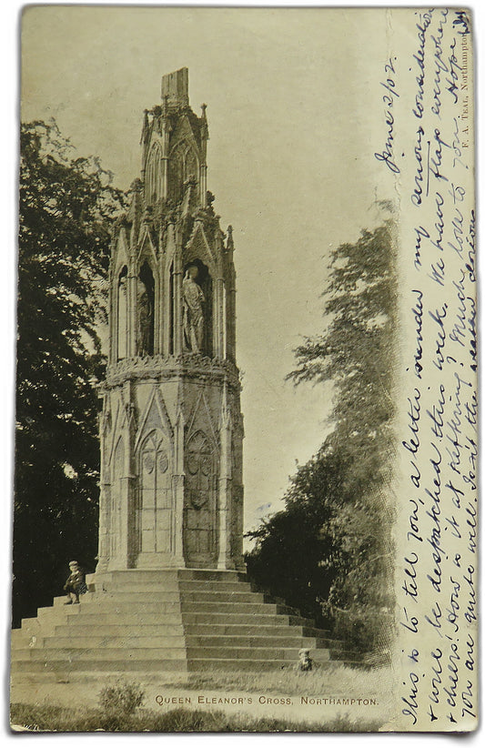 Vintage Postcard of The Queen Eleanor's Cross, Northampton, 1902