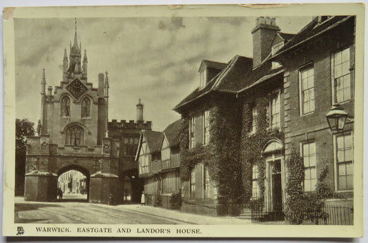 Vintage Postcard of Warwick.  East Gate and Landor's House, 1907 - Tuck's