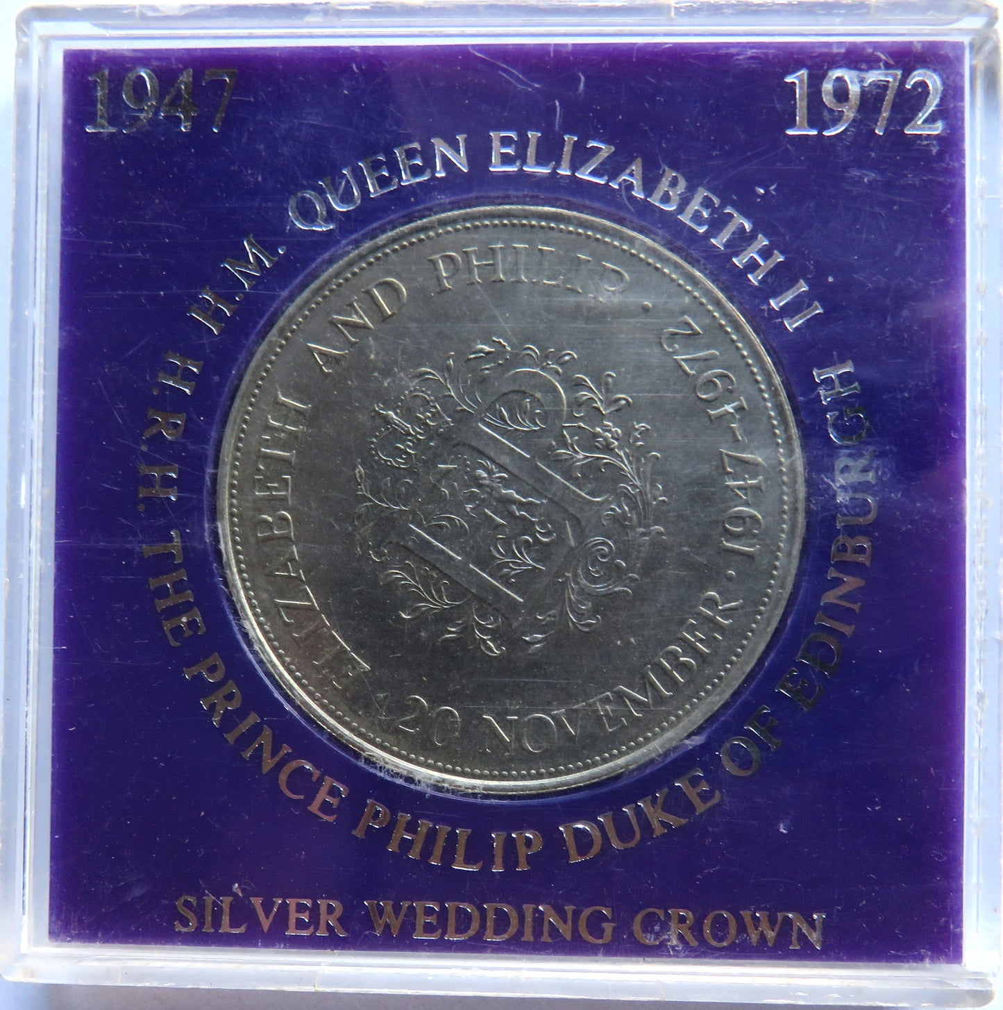1972 Elizabeth and Philip Cased Commemorative Crown Coin